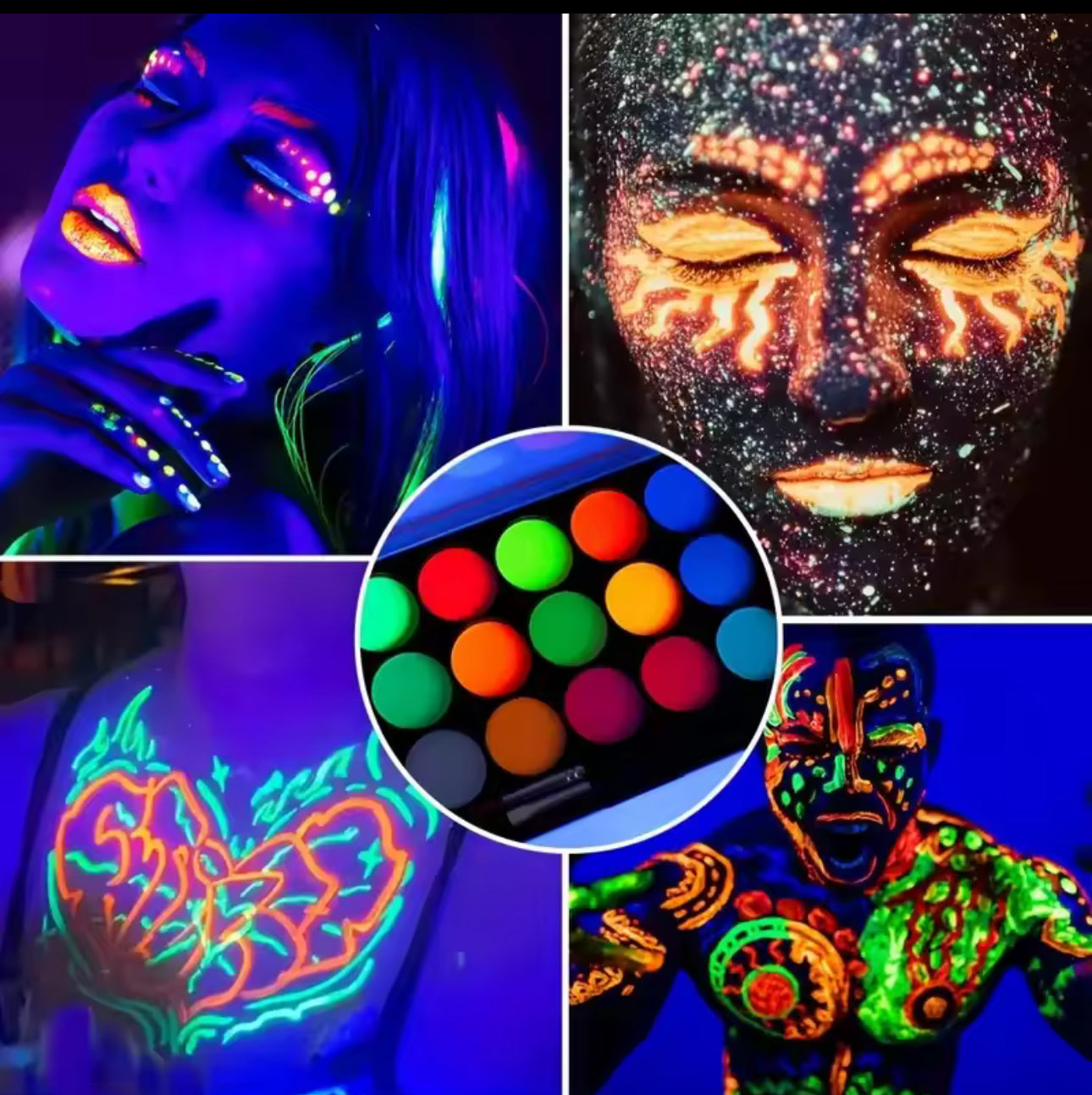 UV 15 color neon water activated face/body paint