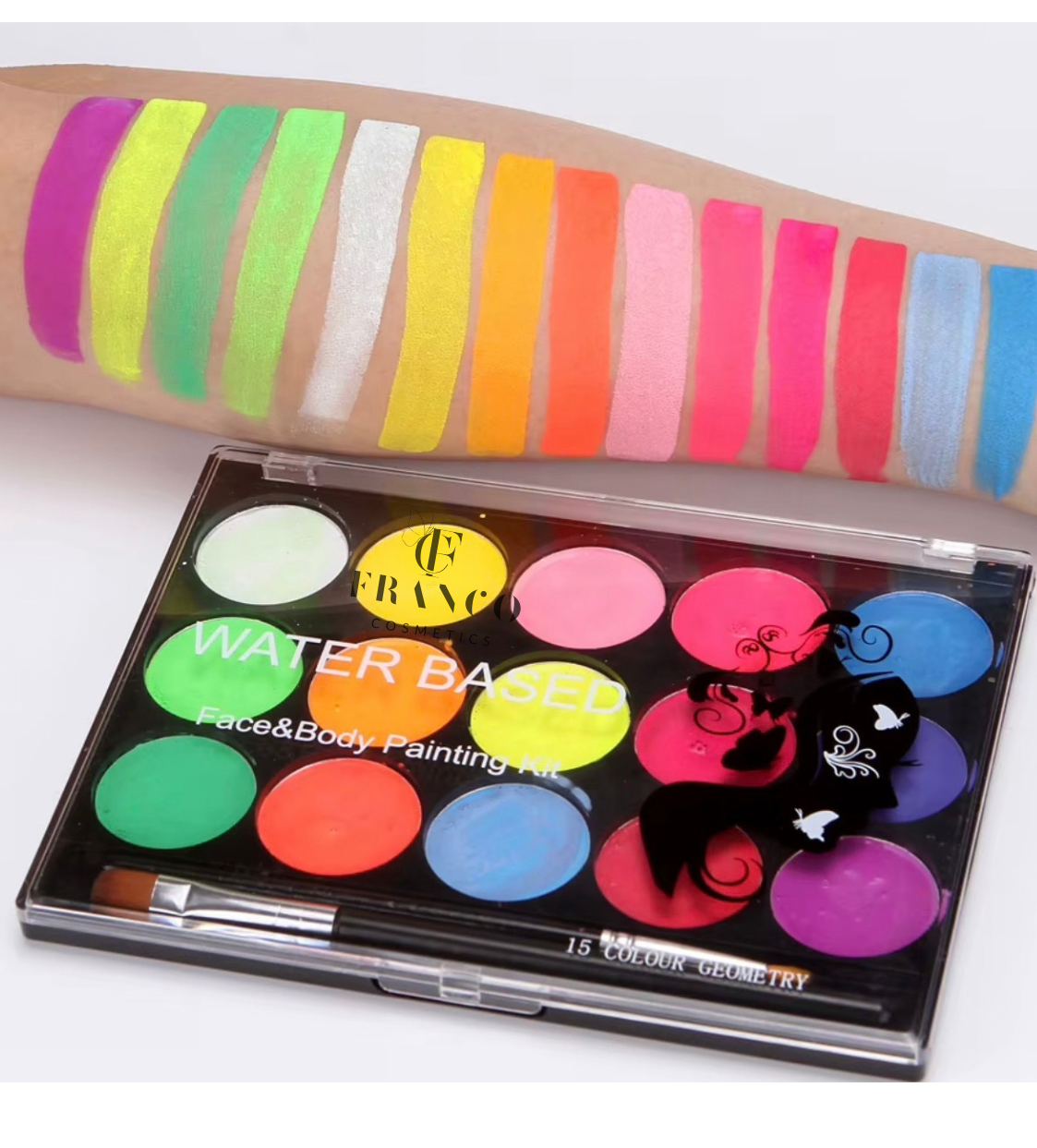 UV 15 color neon water activated face/body paint