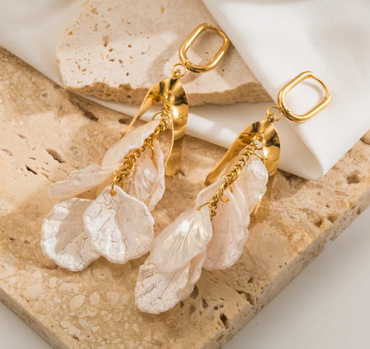 18k gold plated acrylic seashell earrings